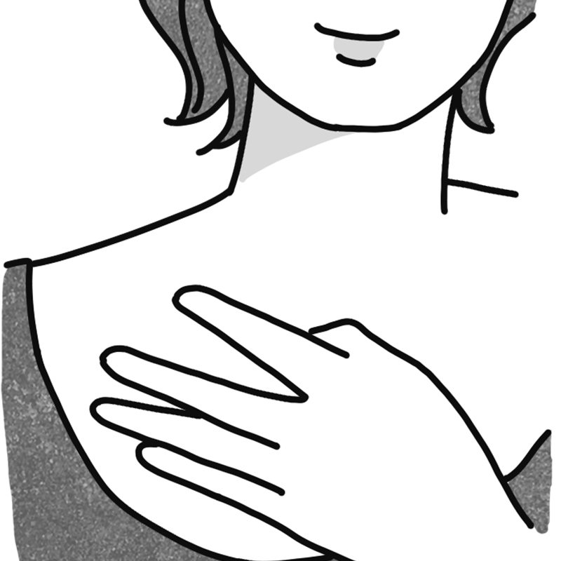 鎖骨を挟み、軽くさする（イラスト／鈴木みゆき）