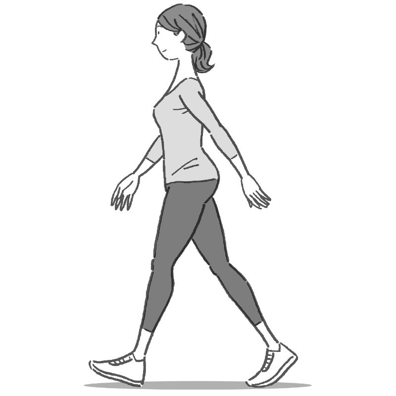 歩く女性を横から描いたイラスト