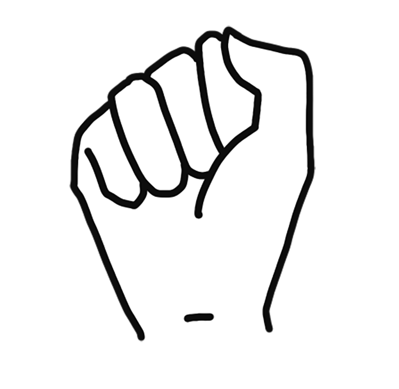 グーに握った手