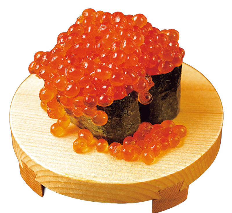 釧路産の鮭を使用。たっぷりいくらは通常の約3倍の量。こぼれいくら（1320円）（写真提供／超美食回転寿司なごやか亭）