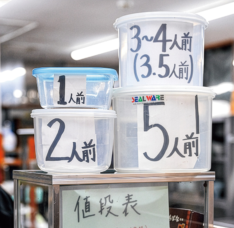 持ち帰りの値段表