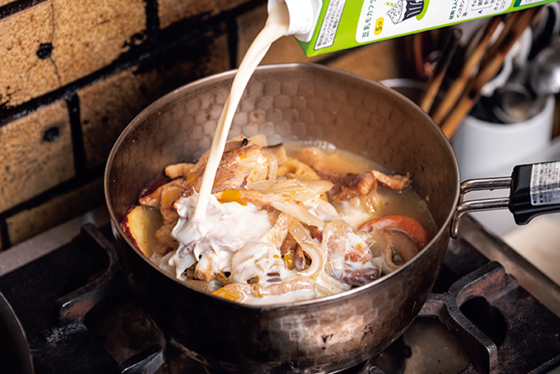 豆乳を入れるのは火を止めてから