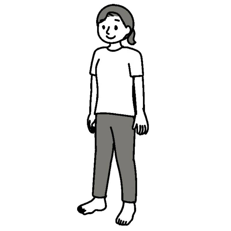 足を肩幅に開き大きく息を吸う（イラスト／藤井昌子）