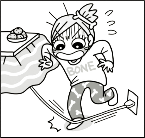 コード類などで転倒するリスクも高くなる（イラスト／うえだのぶ）