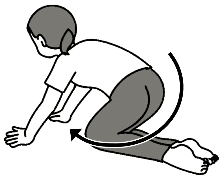 両ひざを支点にお尻を左右に回す（イラスト／藤井昌子）