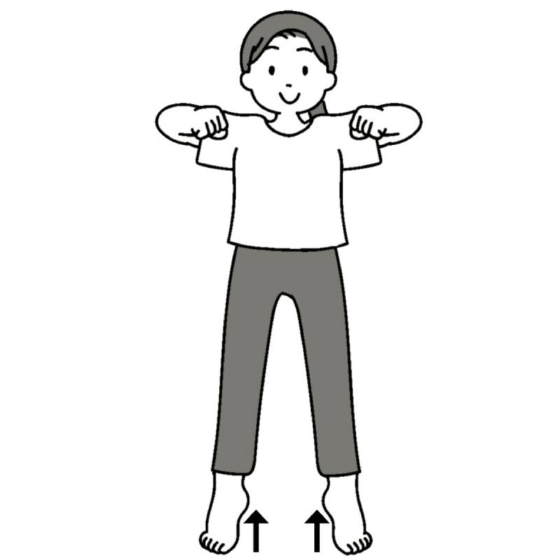 息を吸いながらかかとを上げる（イラスト／藤井昌子）