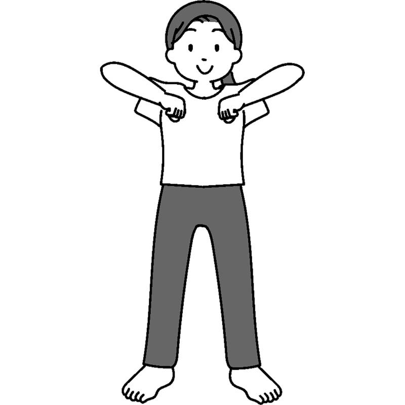 両こぶしを鎖骨に当てる（イラスト／藤井昌子）