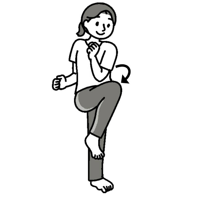 カウント5で体をひねる（イラスト／藤井昌子）