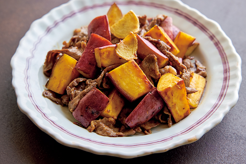 「牛肉とさつまいものハニージンジャー炒め」