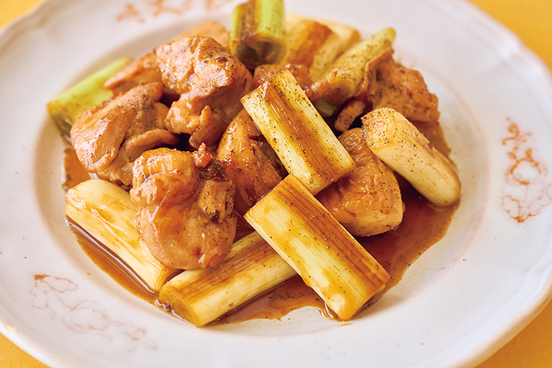 「ねぎと鶏肉の照り焼きバター炒め」