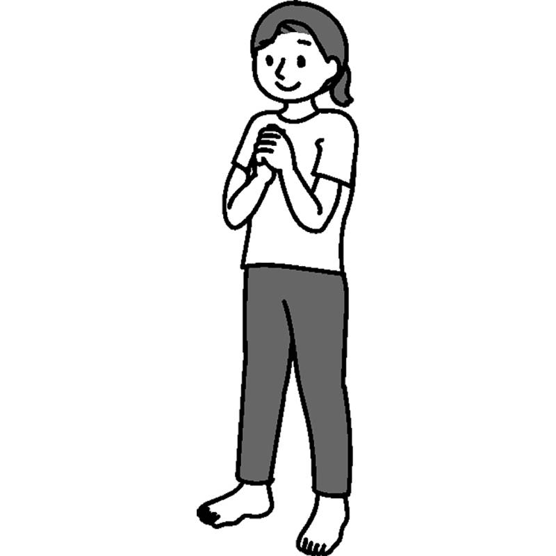 胸の前で手を組んで立つ（イラスト／藤井昌子）