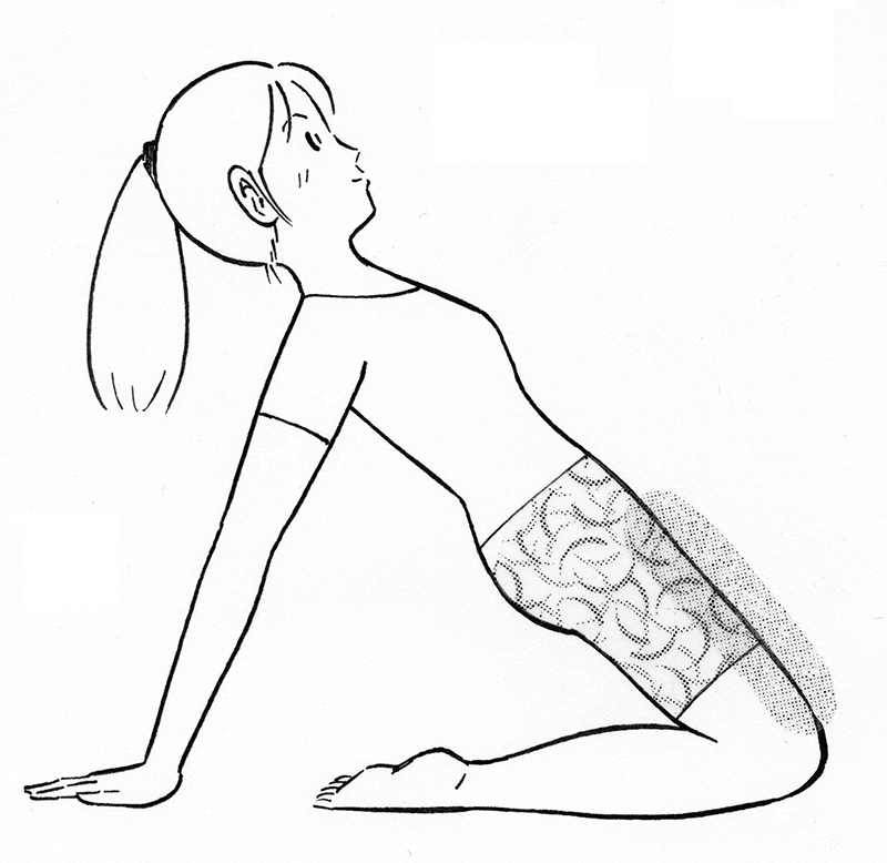 お尻を上げる。黒点の範囲が伸びていることを意識する（イラスト／黒木督之）