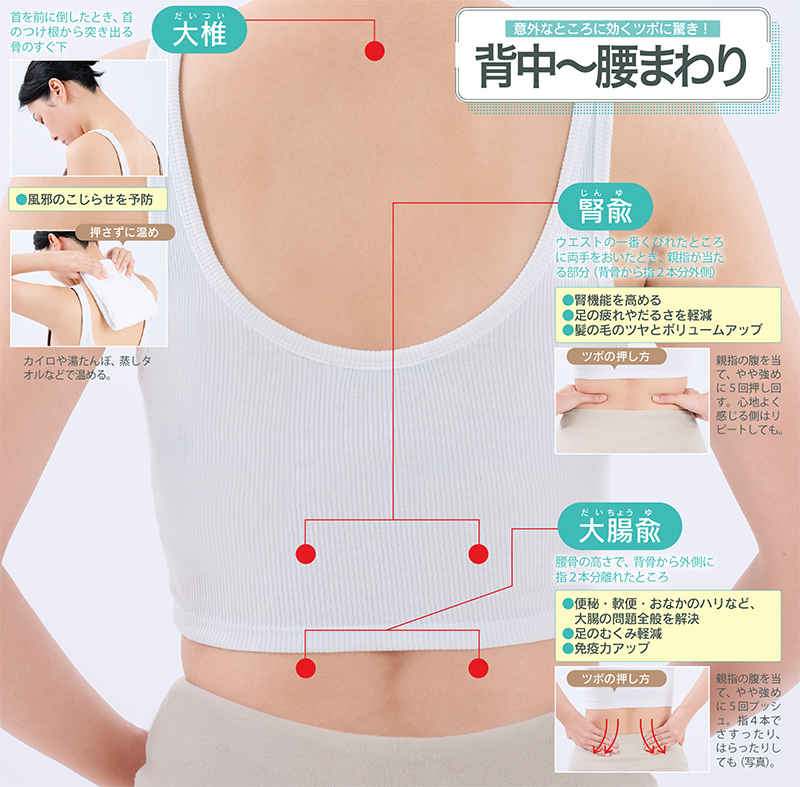 免疫力アップなどにつながる背中～腰まわりのツボを紹介