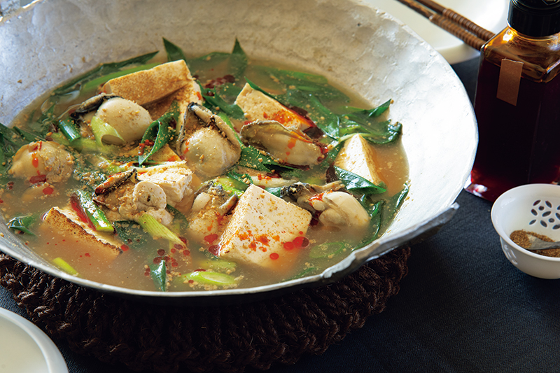 「かきと豆腐の担々鍋」