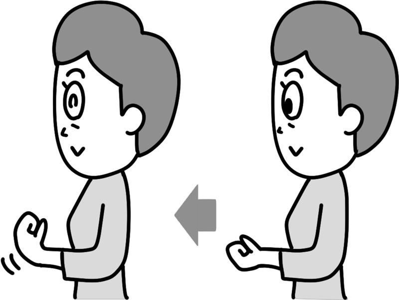 リズミカルに手を握り、手首を動かす「前腕の筋トレ」（イラスト／つぼいひろき）