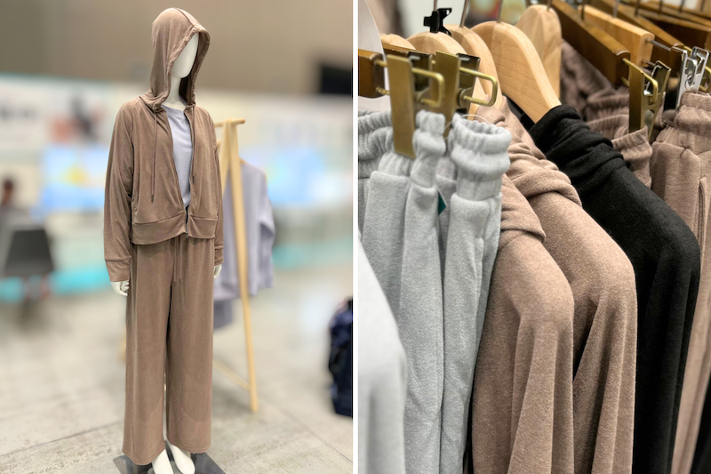 「メディヒール レディースパイルジップフーディー」2500円、「メディヒールレディースパイルパンツ」 1900円（ともに税込）