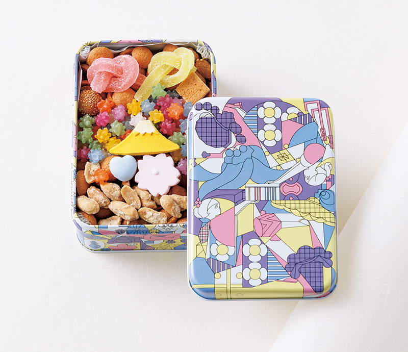 「銀座菊廼舎」冨貴寄 135周年限定缶 春の花紫（撮影／玉井幹郎）