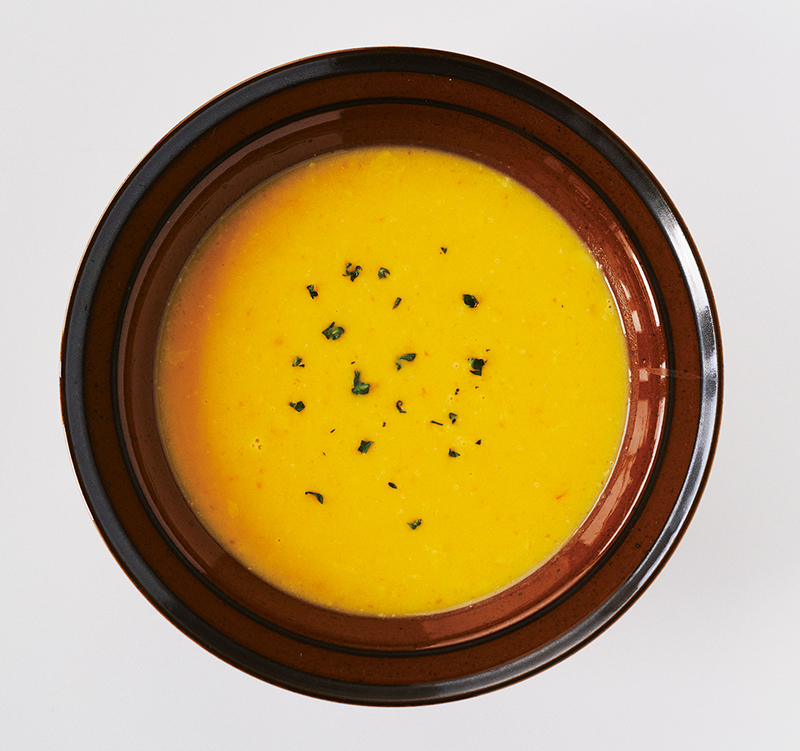 「かぼちゃとにんじんの豆乳ポタージュ」