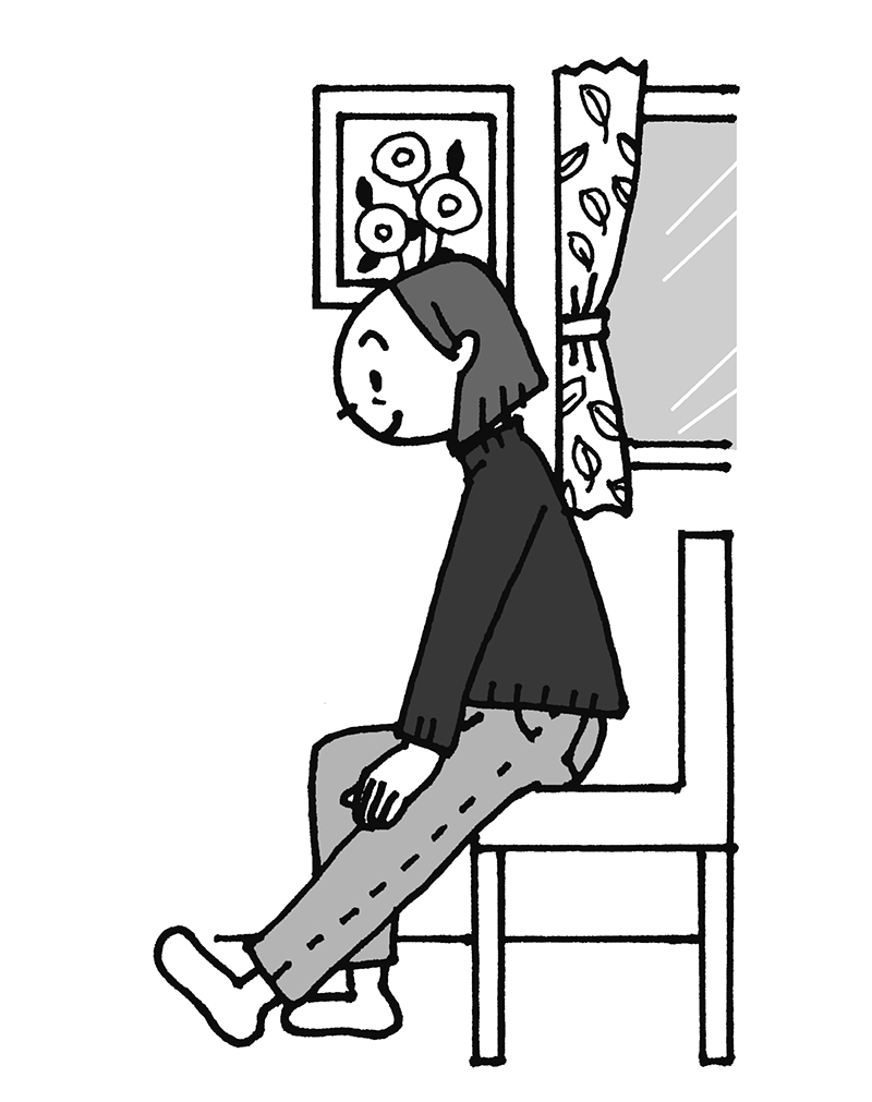 「もも裏筋伸ばし」のやり方2（イラスト／ひろいまきこ）