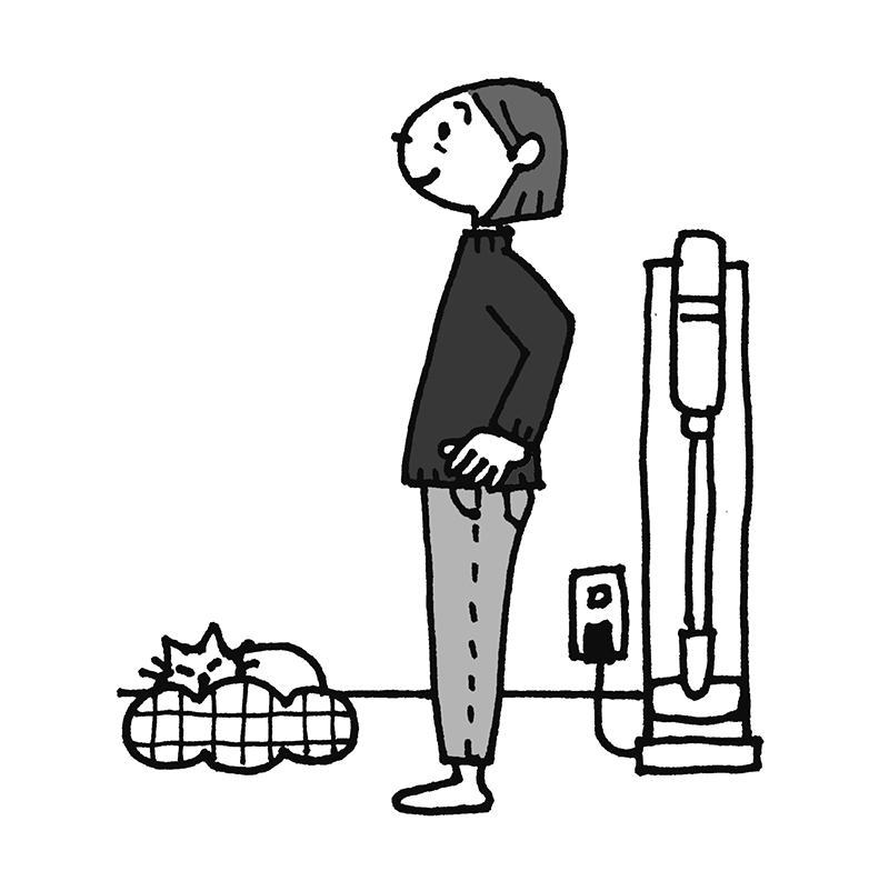 「5秒T字バランス」のやり方1（イラスト／ひろいまきこ）