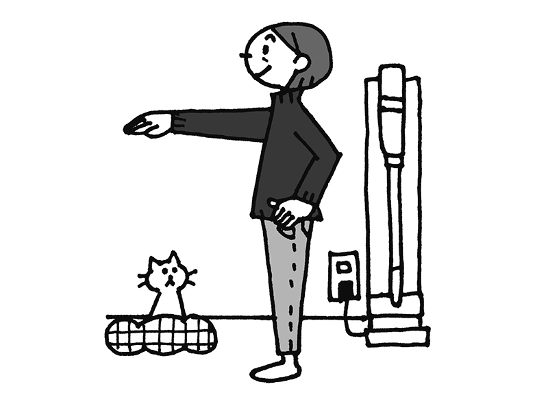 「5秒T字バランス」のやり方2（イラスト／ひろいまきこ）