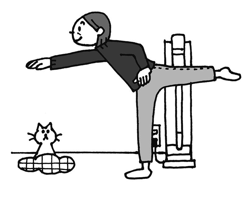 「5秒T字バランス」のやり方3（イラスト／ひろいまきこ）