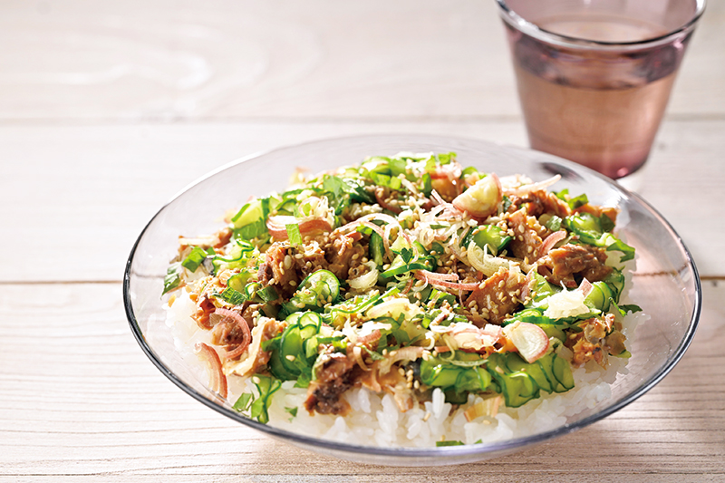 「薬味＆きゅうりのさば缶ちらし寿司」