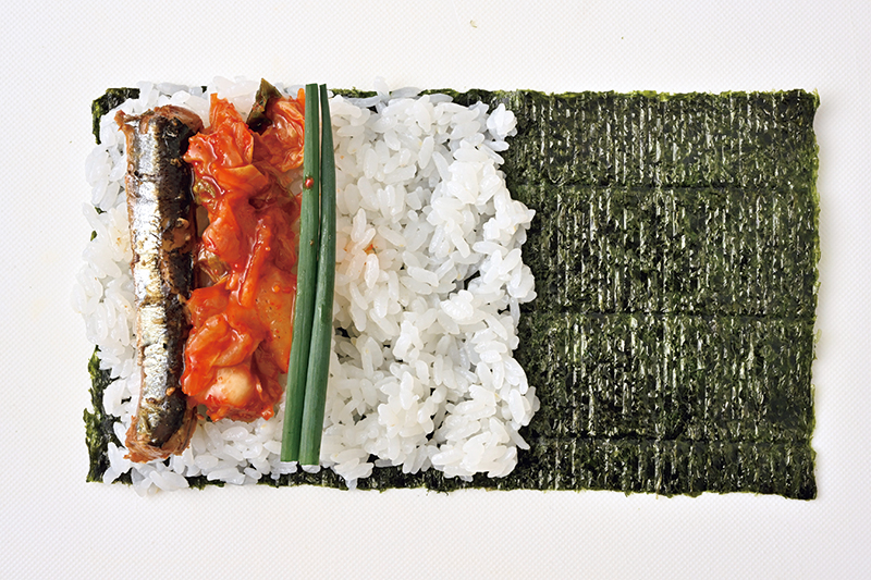 「さんまのかば焼き缶×キムチ×万能ねぎ」