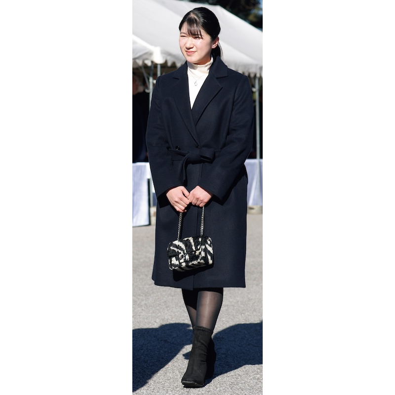 ゼブラ柄のバッグが話題に（2026年1月皇宮警察の年頭視閲式にて）（撮影／JMPA）