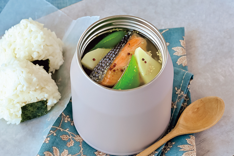 「塩鮭の粒マスタードスープ」