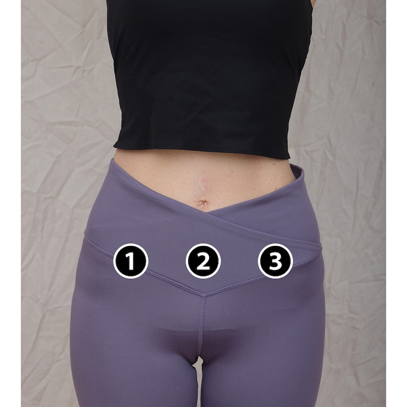 骨盤のやや下、左・真ん中・右の3か所をつまみほぐす