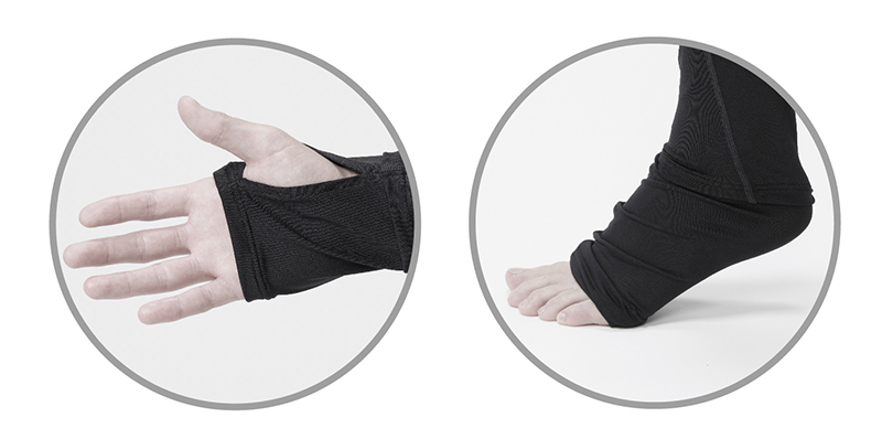 手首と足首までを覆う『スリープフラップ』設計