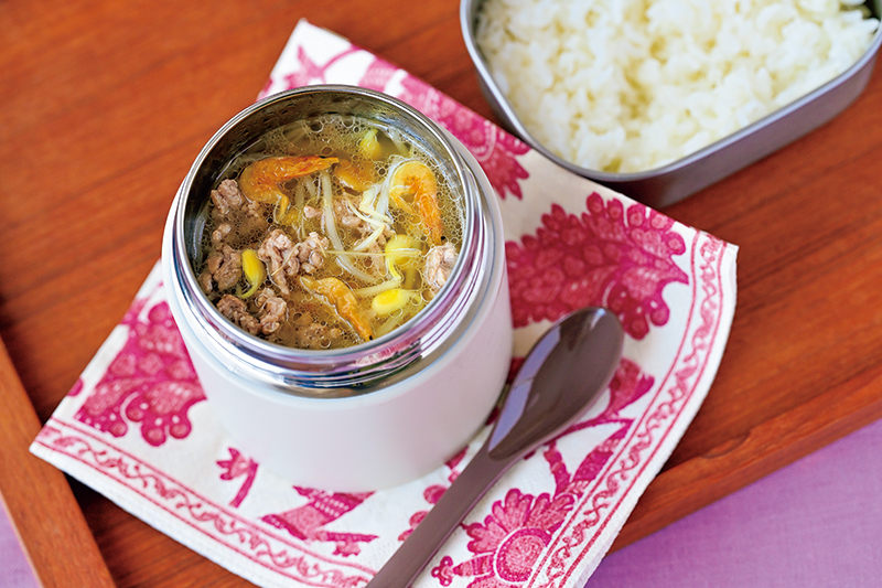 「桜えびともやしのエスニックスープ」