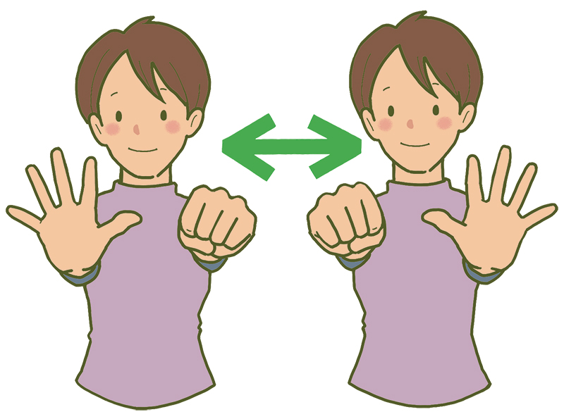 朝食断食の効果がUP！にぎにぎエクササイズ・手バージョン（イラスト／いばさえみ）