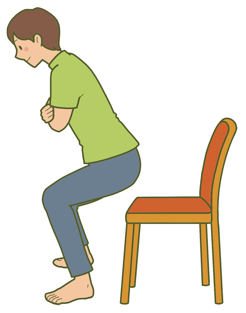 お尻をつけずに10秒キープ（イラスト／いばさえみ）