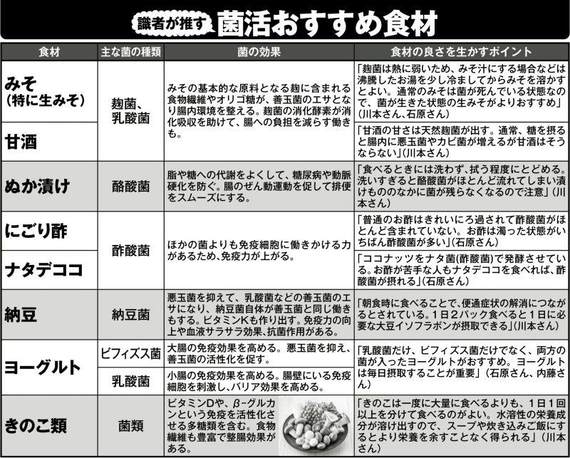 識者が推す菌活おすすめ食材