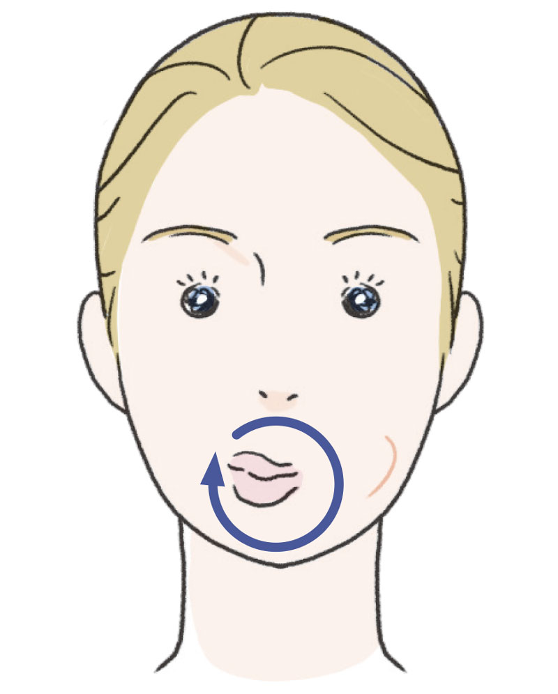 口元のたるみを引き上げる「舌まわし」（イラスト／上田惣子）