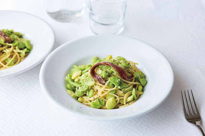 「そら豆のアンチョビパスタ」