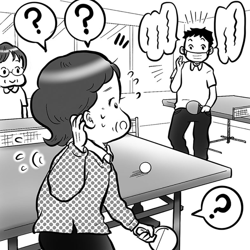 71才から卓球教室とパソコン教室に通っていたのだが、レッスンに支障をきたすように（イラスト／たばやん）