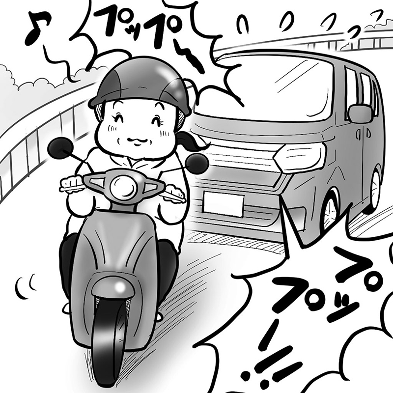 50代で難聴になっていたが気づかず事故を起こし…（イラスト／たばやん）
