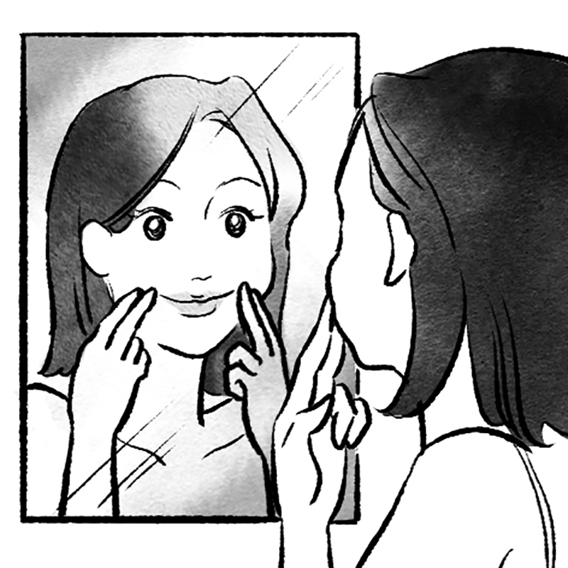 開運福顔チェックで、自然と行動や選択がポジティブに（イラスト／ico.）