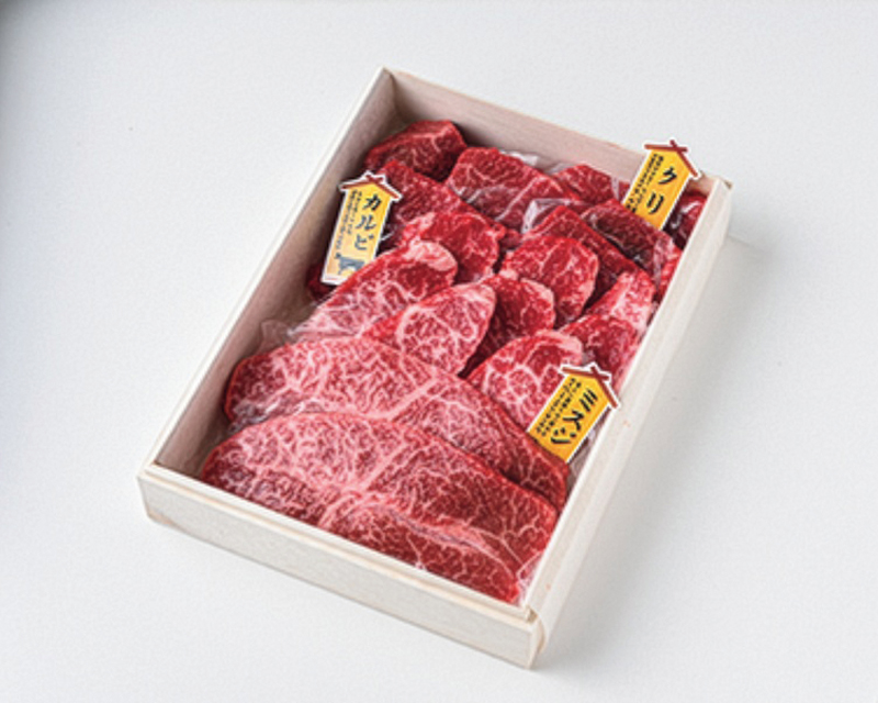 「Meat UP！」美笑牛 ご褒美焼⾁三種盛り（撮影／田中宏幸）