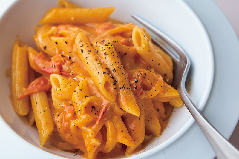 「ミニトマトのクリームパスタ」