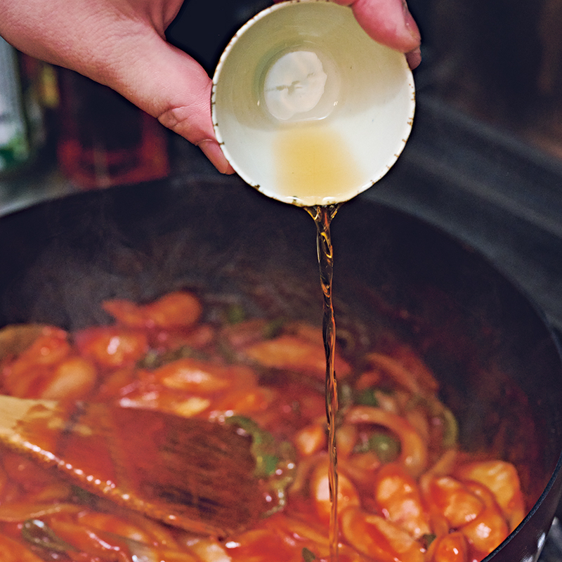 「隠し味はみりん。仕上げにごま油で風味をプラス。バターでもおいしいですよ」