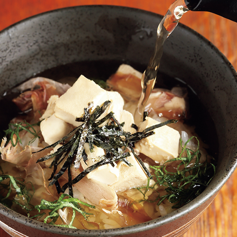 「クリームチーズのわさびじょうゆ漬け茶漬け」