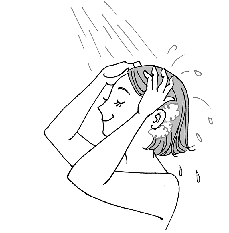 すすぎが5秒はNG　肌トラブルを誘発（イラスト／雨月衣）