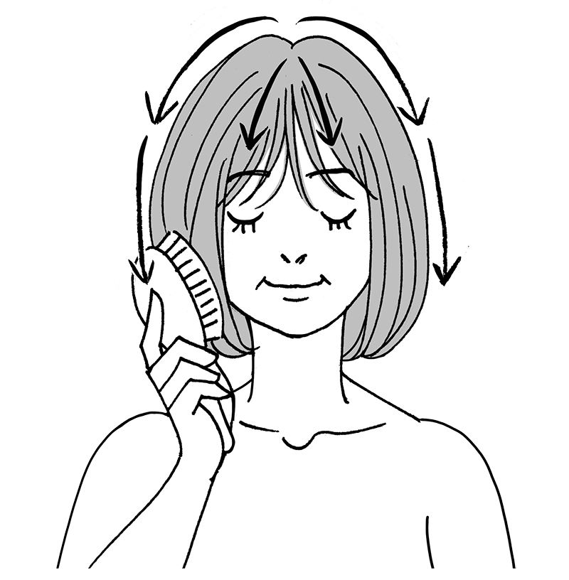 ブラッシングで汚れやほこりを浮かす（イラスト／雨月衣）