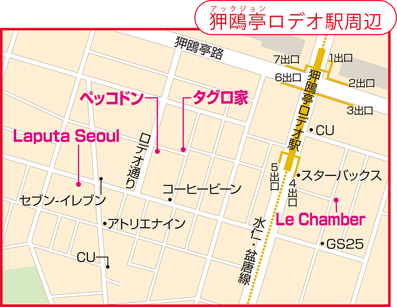 「狎鴎亭（アックジョン）ロデオ駅周辺」の地図