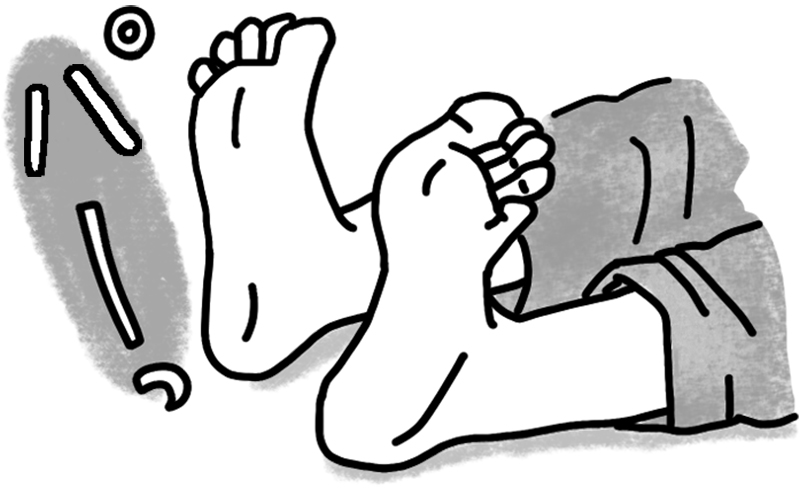 パーのときは足指を開いて上に向け、かかとをグーンと前に押し出す（イラスト／鈴木みゆき）