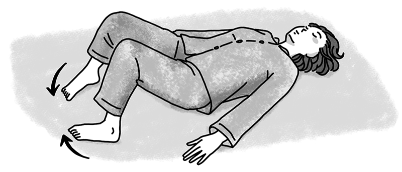 かかとを動かさず、足先のみを内側に（イラスト／鈴木みゆき）